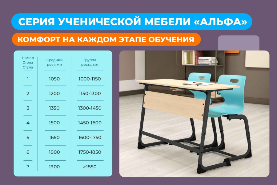 Cтол ученический береза/антрацит SHT-TN12/5-7